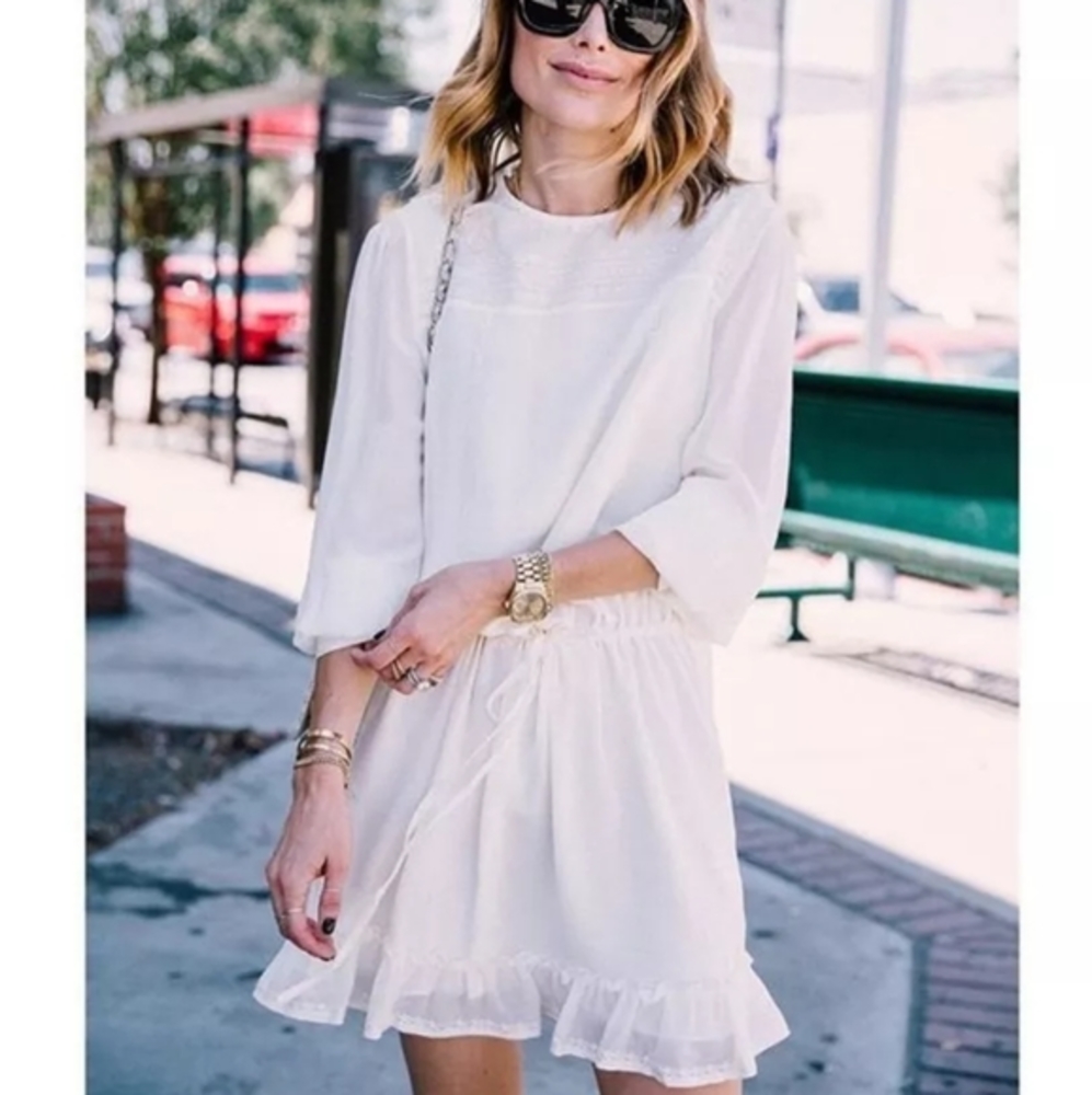 Anine Bing Bella Silk Dress (Light Beige)